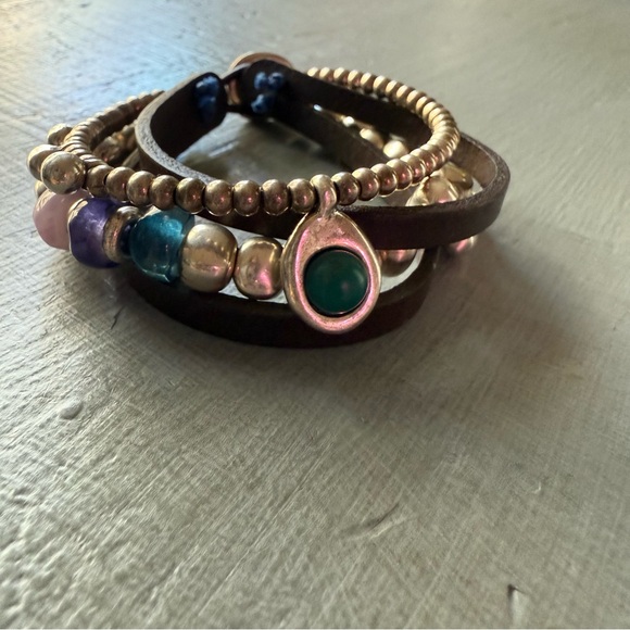 Uno de 50 Multi Strand Leather Beaded Bracelet - Picture 13 of 16